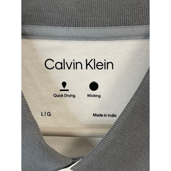 Calvin Klein Mens Polo Shirt Large White & Gray Quick Dry Moisture-Wicking - Picture 6 of 10